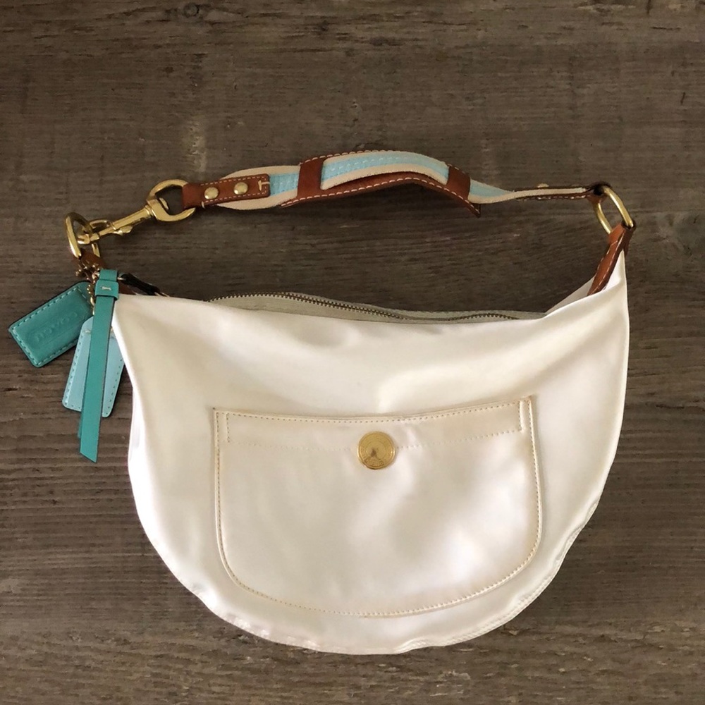 Coach White Satin Small Hobo Bag